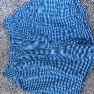 aerie Blue and White Gingham Elastic Waist Shorts
